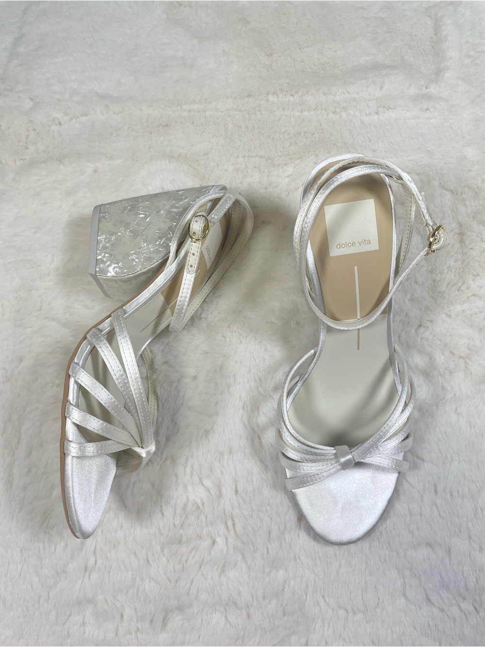 NWOB Dolce Vita Silver Shimmer Block Heel Strappy Sandals, Size 8